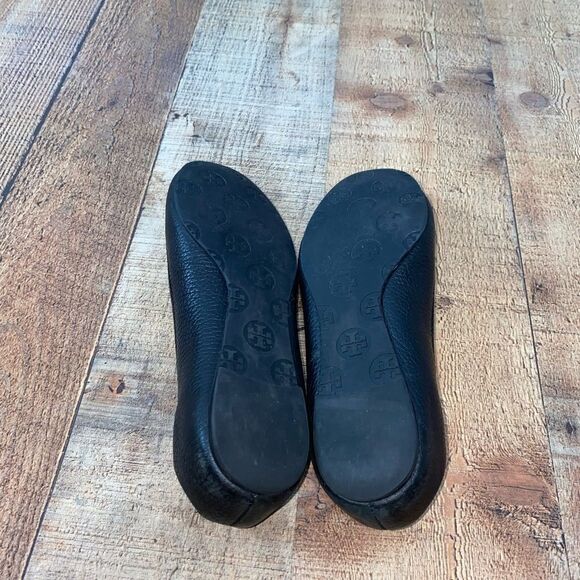 Tory Burch Reva Pebbled Black Leather Ballet Flats - Picture 5 of 11